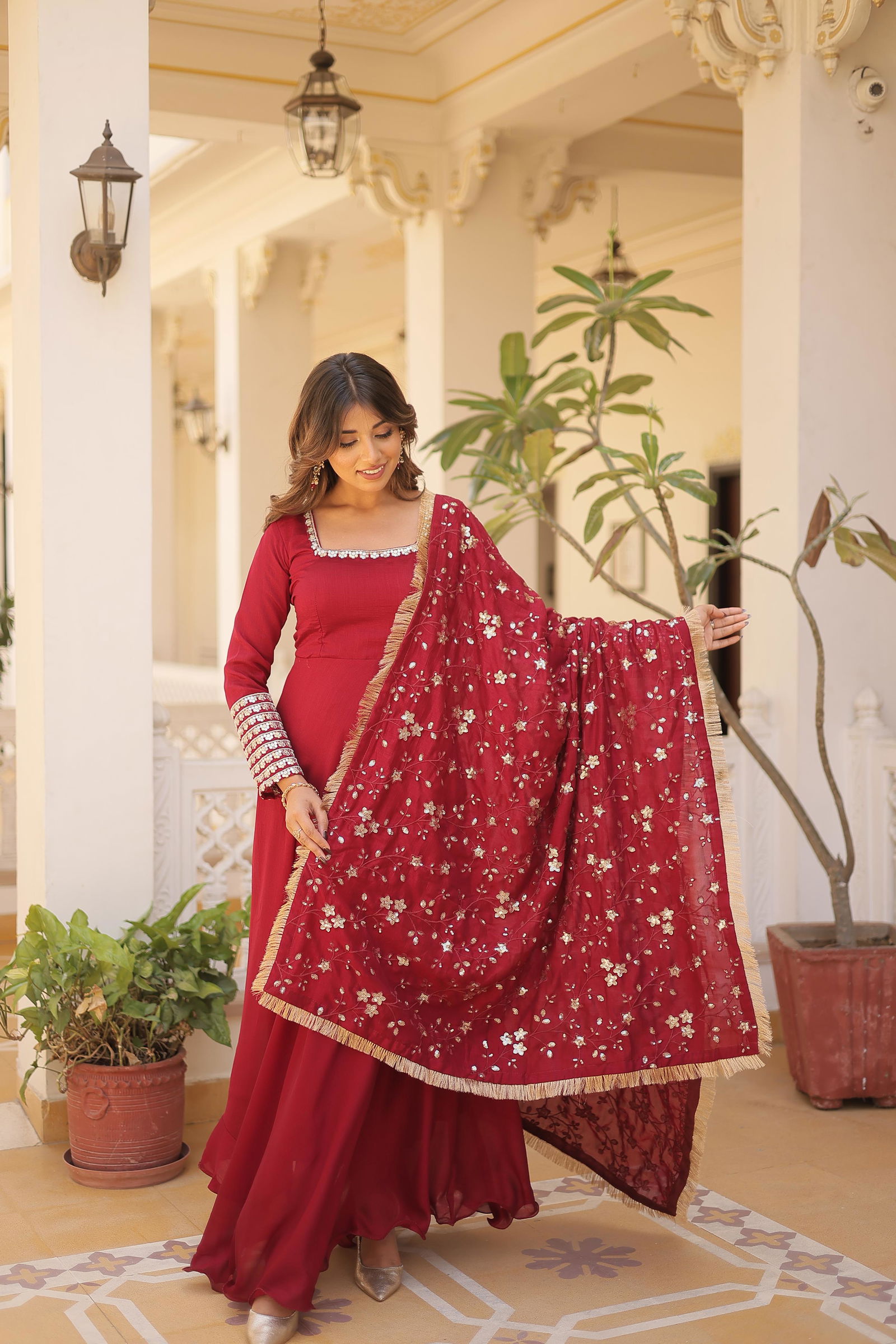 KA 1101 Faux Blooming with Embroidery Party Wear Gown Wholesale Shop In Surat

